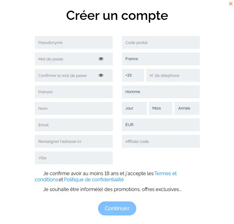 CRICKEX CASINO registration process